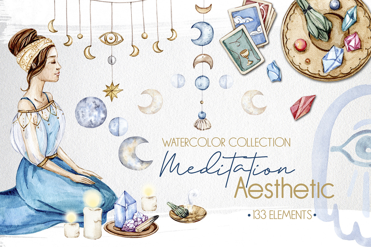 Watercolor Meditation Collection, a Decorative Illustration by S_ARTLOVE (Photo 1 of 10)