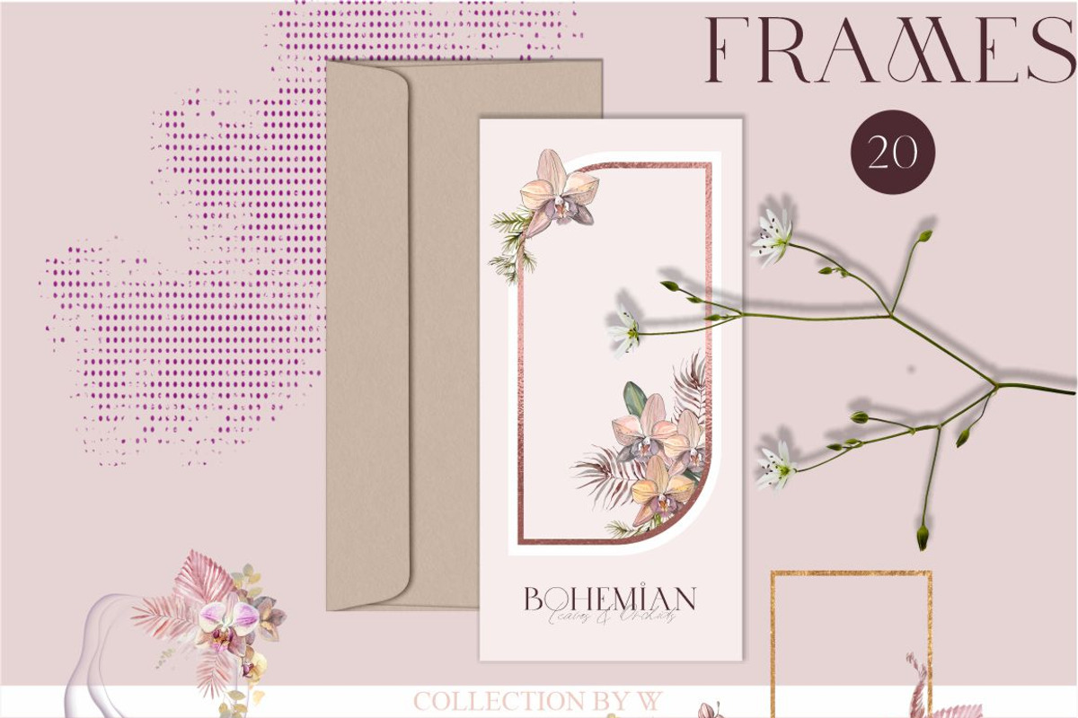 Bohemian Leaves & Orchids, a Decorative Illustration by Collection by VY (Photo 4 of 11)