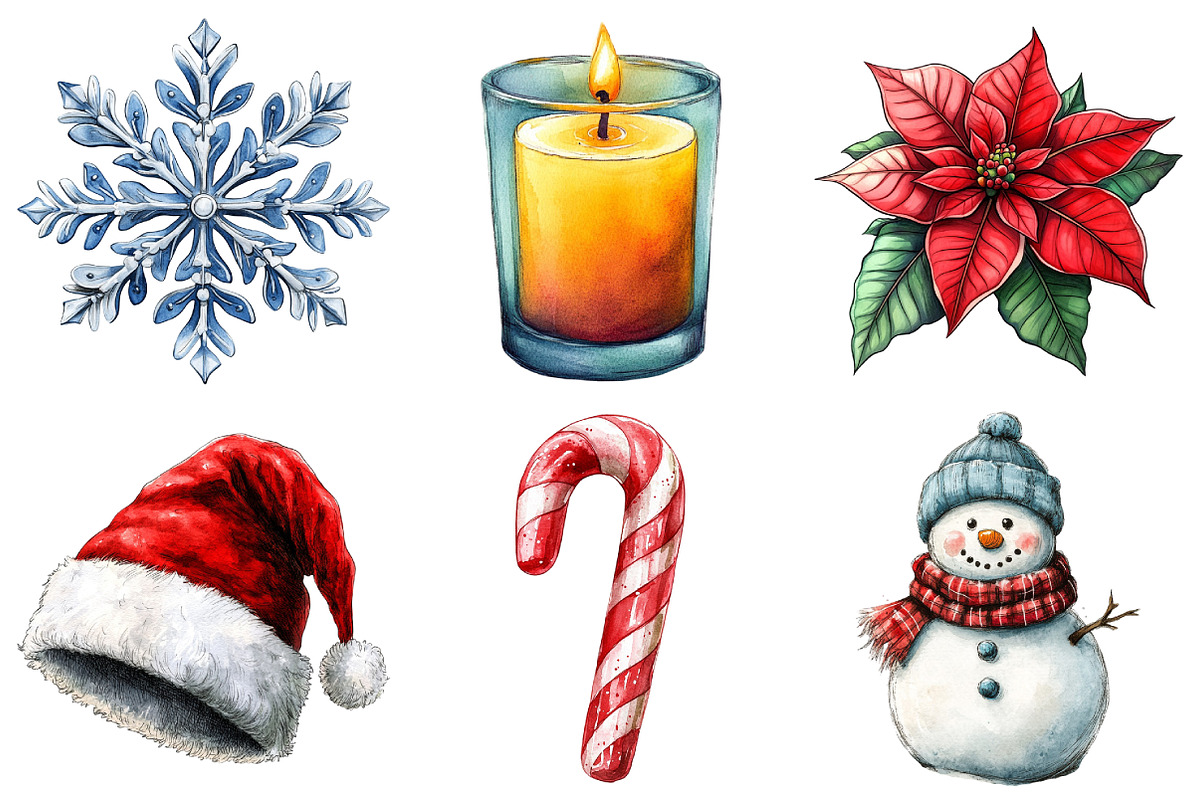 Watercolor Christmas Decor Clipart, an Illustration by Daily.Designs (Photo 4 of 5)