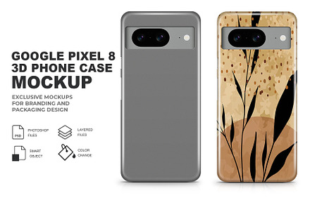 Google Pixel 8 3D Phone Case Mockup, an Android Mockup by Mockupfit