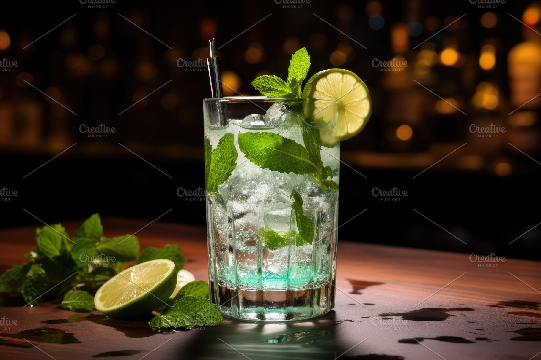 Mojito cocktail with lime, mint and, a Photo by Iftikhar Alam