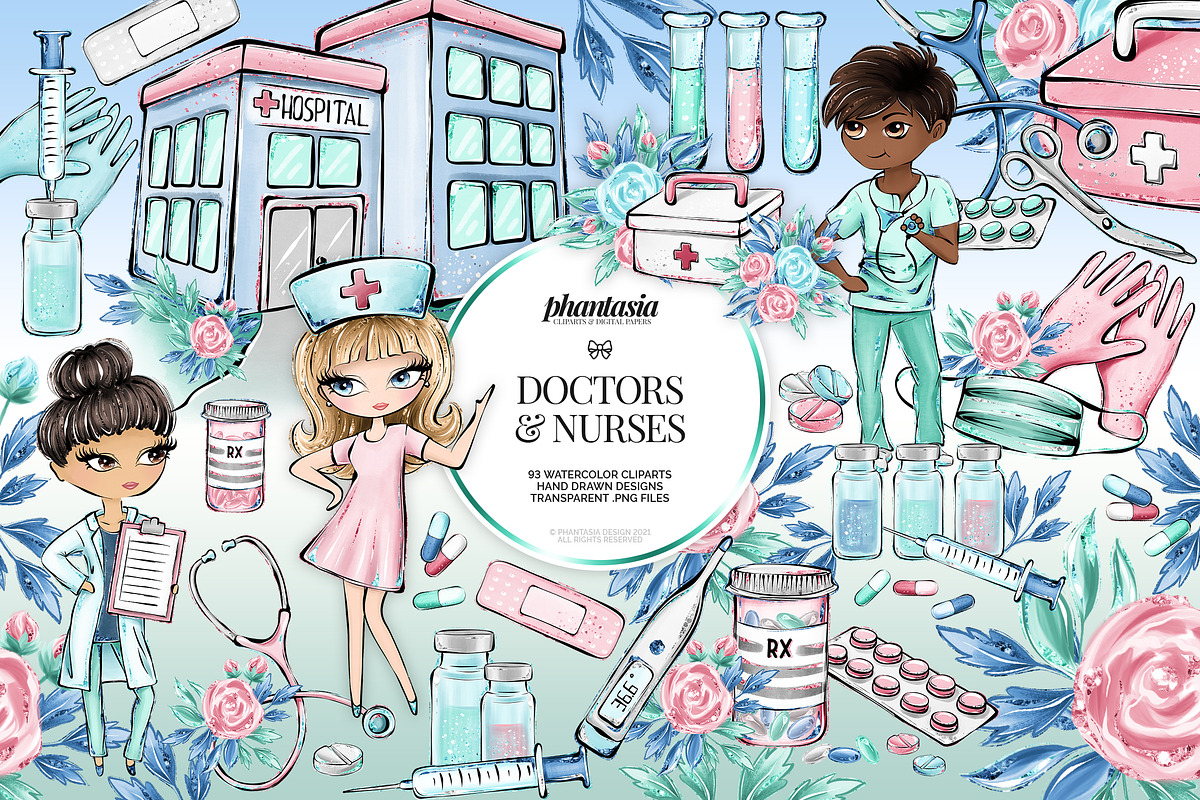 Medical Watercolor Clipart, a Healthcare Illustration by Phantasia Design (Photo 1 of 5)
