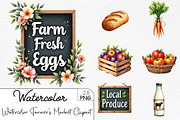 Watercolor Farmer's Market Clipart, an Illustration by CrexoraLab (Thumbnail 1 of 5)