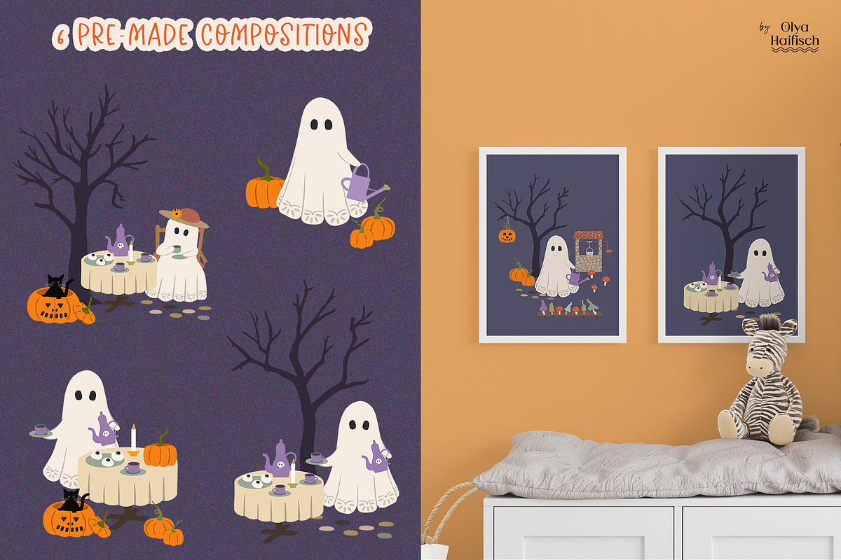 Cottagecore Halloween graphics, a Seasonal Illustration by Olya Haifisch (Photo 4 of 9)