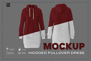 Hooded pullover dress mockup.