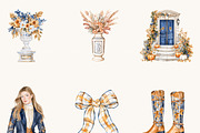 Watercolor Countryside Fall Clipart, a Seasonal Illustration by BusyDaydesign (Thumbnail 6 of 9)