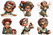 Whimsical Old Lady Birthday Clipart, an Illustration by Craft Nest (Thumbnail 6 of 12)