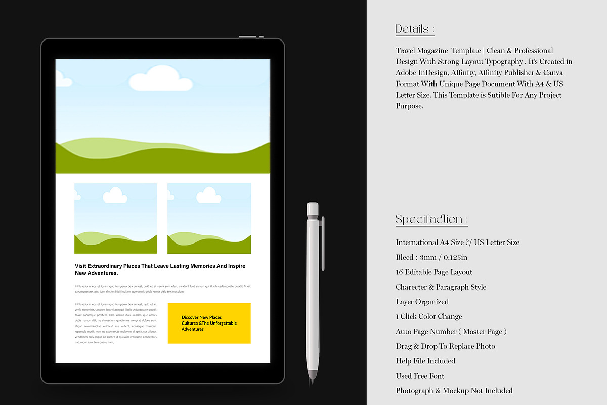 Travel Magazine Layout Template, a Magazine Template by Spark_Creative (Photo 3 of 10)