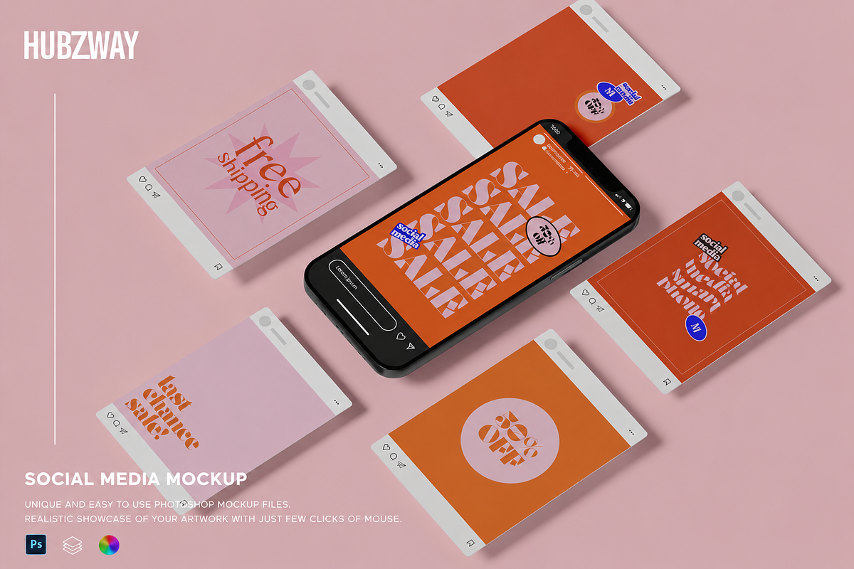 Smartphone with Screen Set Mockup, an Android Mockup by Hubzway (Photo 1 of 2)