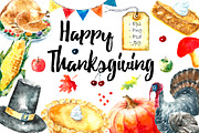 Watercolor Happy Thanksgiving set., a Food Illustration by Vikeriya (Thumbnail 1 of 3)