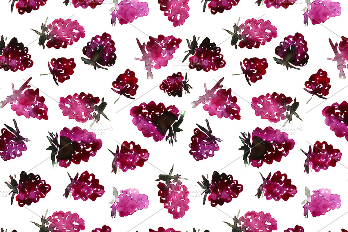 Very berry watercolor patterns, a Pattern Graphic by Katerina Tova (Photo 3 of 9)