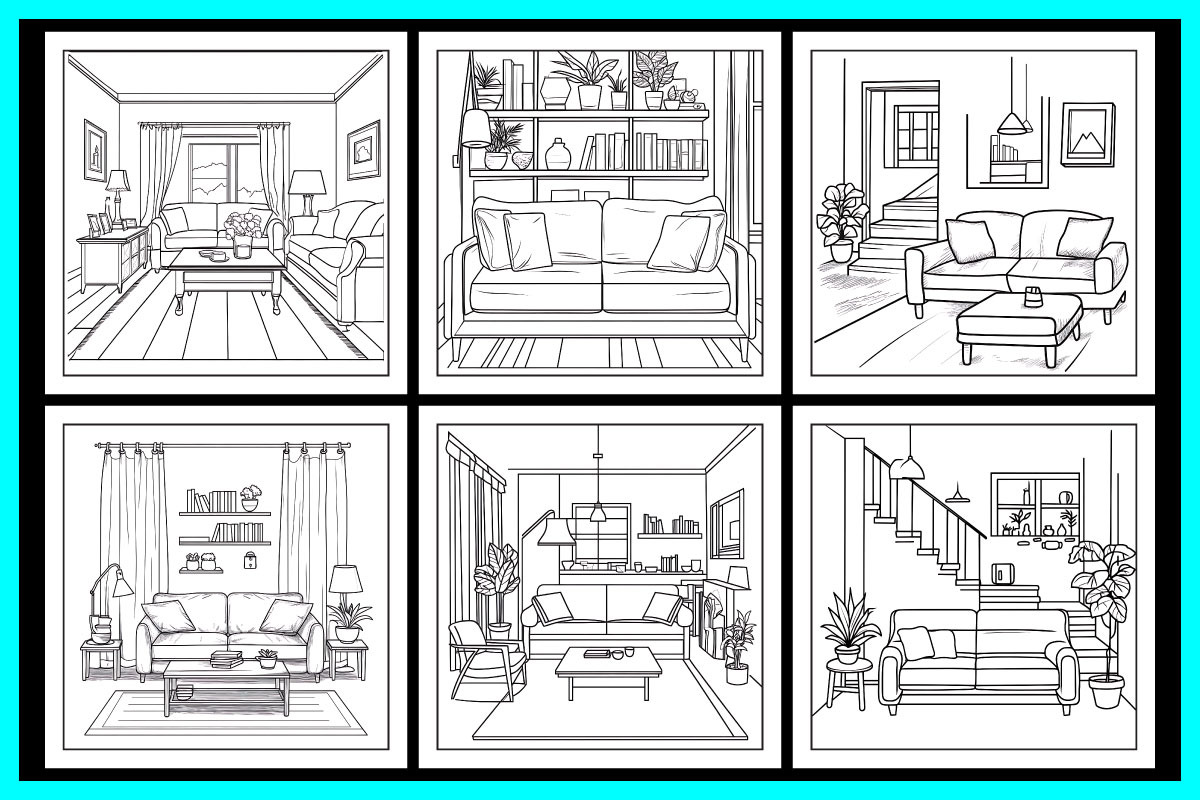Home Interior Coloring Book, a Decorative Illustration by protabsorkar11 (Photo 2 of 7)