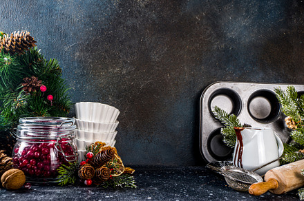 Christmas baking background featuring christmas, baking, and background, a Food & Drink Photo by Rimma