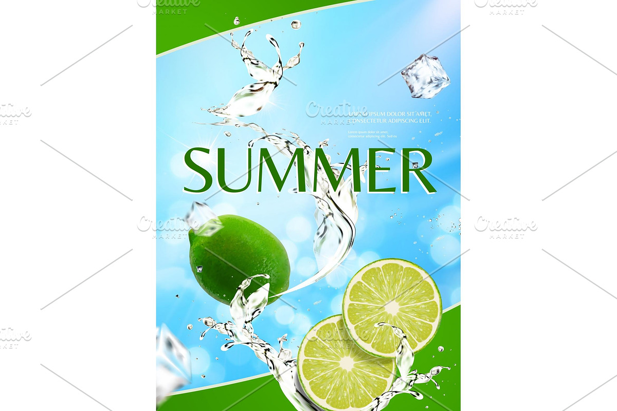Juicy Lime Summer Poster Template, a Social Media Template by TotallypicRF
