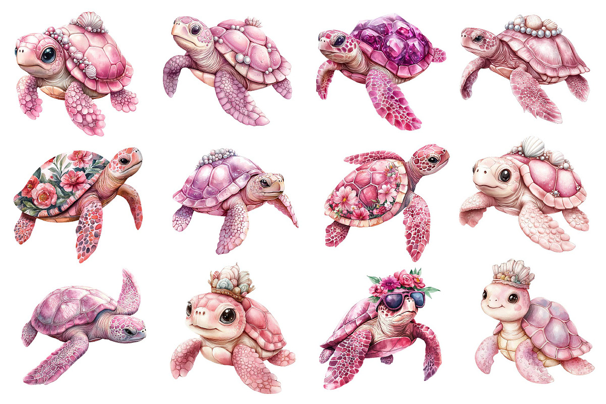 Pink Sea Turtle Clipart PNG, an Illustration by Dream Creation (Photo 2 of 5)
