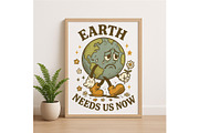 Earth Needs Us Now Wall Art Vintage, a Background Graphic by LaseredNinja (Thumbnail 2 of 7)