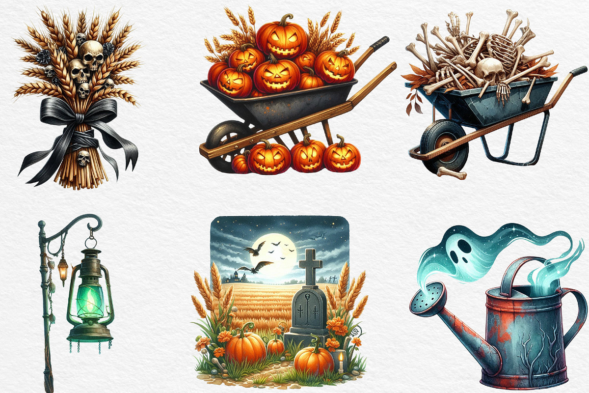 Creepy Halloween Farm Clipart Png, an Illustration by Black Bird Studio (Photo 5 of 6)