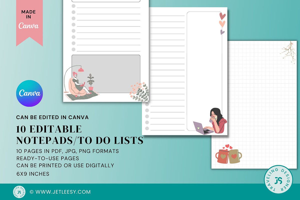 CANVA Editable Notepads To Do Lists, a Stationery Template by Traveling Designer (Photo 1 of 3)