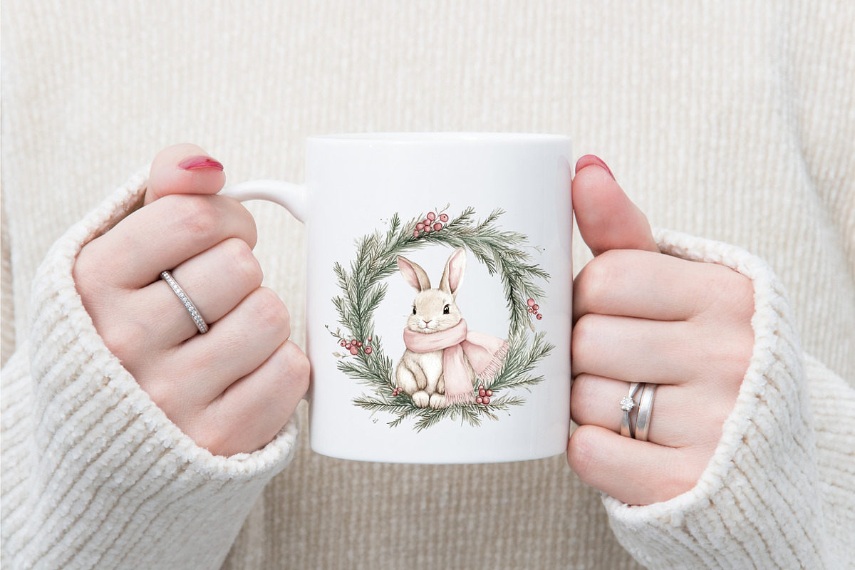 Whimsical Christmas Bunny Clipart, an Illustration by designcity5 (Photo 5 of 5)