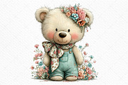Whimsical Spring Teddy Bear Clipart, an Illustration by Craft Nest (Thumbnail 9 of 11)