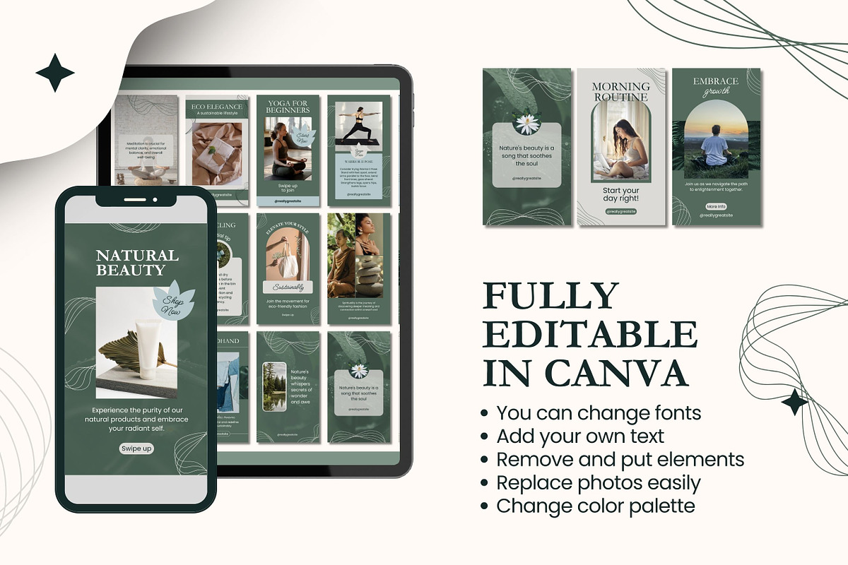 50 Organic Stories Canva Templates, a Templates & Theme by TemplateCastleStore (Photo 9 of 9)