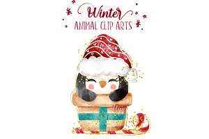 Winter Christmas Animal Cliparts