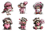 Valentines Whimsical Animals Clipart, an Illustration by CreationArt (Thumbnail 3 of 5)