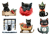 Christmas Black Cat Clipart Bundle, an Illustration by Daily.Designs (Thumbnail 4 of 5)