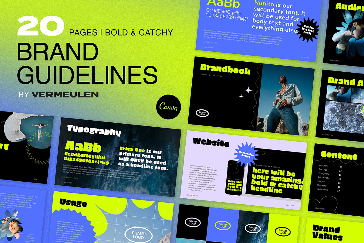 Brandbook Guidelines CANVA Bold, a Branding & Logo Template by Vermeulen Design Studio (Photo 1 of 5)