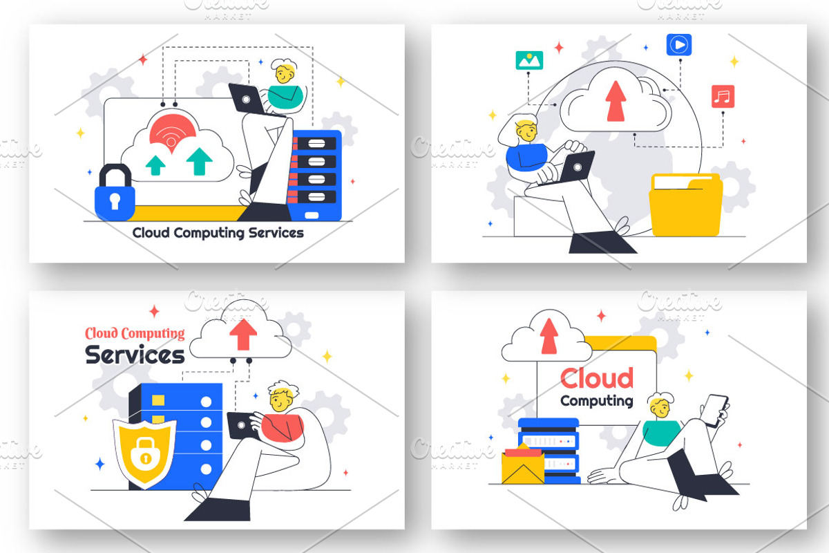 10 Cloud Computing Illustration, a Technology Illustration by denayunebgt (Photo 3 of 4)