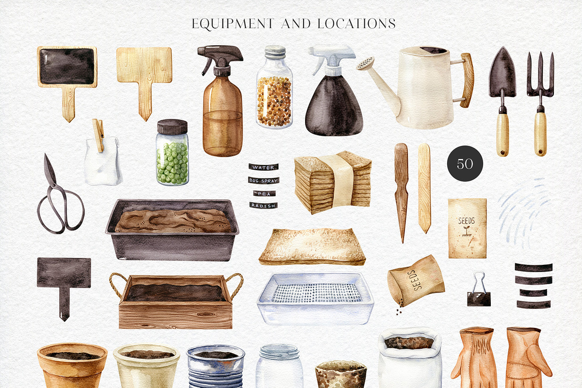 Home Garden watercolor collection, an Illustration by Natalia Fedorova (Photo 3 of 10)
