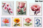 Floral Postage Stamp Clipart, a Graphic by CitraGraphics (Thumbnail 3 of 4)