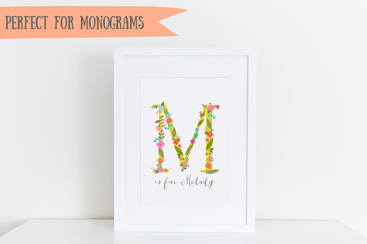 Funky floral alphabet preview 3