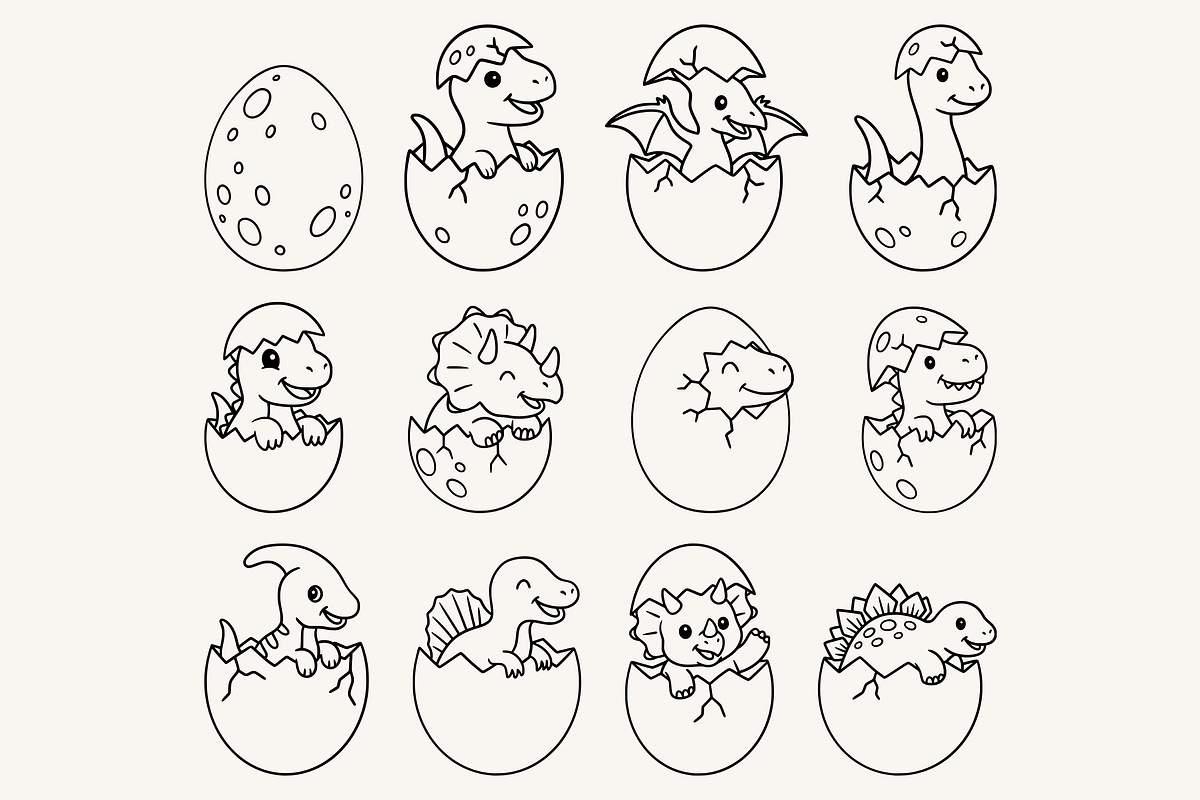 Cute Dinosaur Line Art Illustration, an Animal Illustration by Kusumaillustration (Photo 4 of 9)