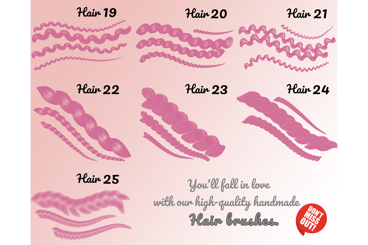 25 Hair Brushes For Photoshop, a Brush Add-On by Velo Graphic Studio (Photo 7 of 10)