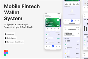 Mobile Fintech Wallet System, an UI Kit Template by UX/UI Rock