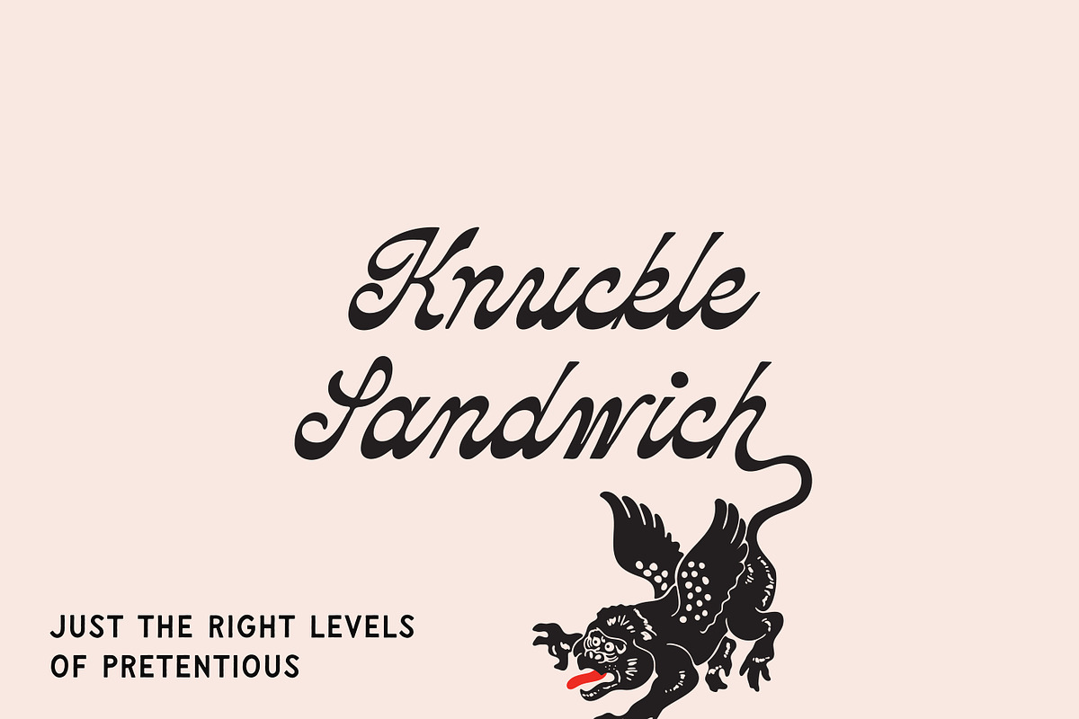 Knuckle Sandwich Script Typeface, a Script Font by Off The Rack © (Photo 3 of 7)