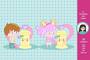 Valentine day kawaii cliparts, an Illustration by Cute Little Workshop (Thumbnail 5 of 6)