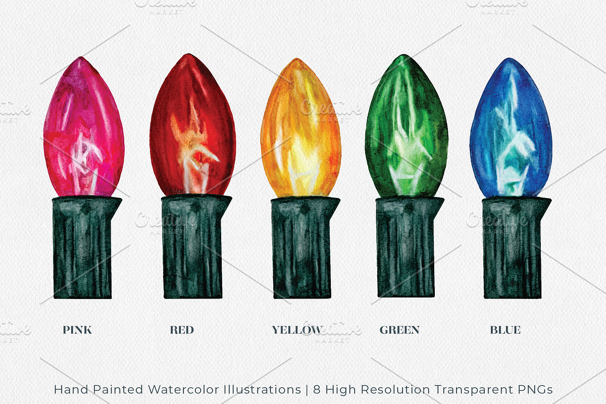 Holiday Lights Watercolors, an Illustration by Jeanette Pidi Design (Photo 2 of 6)