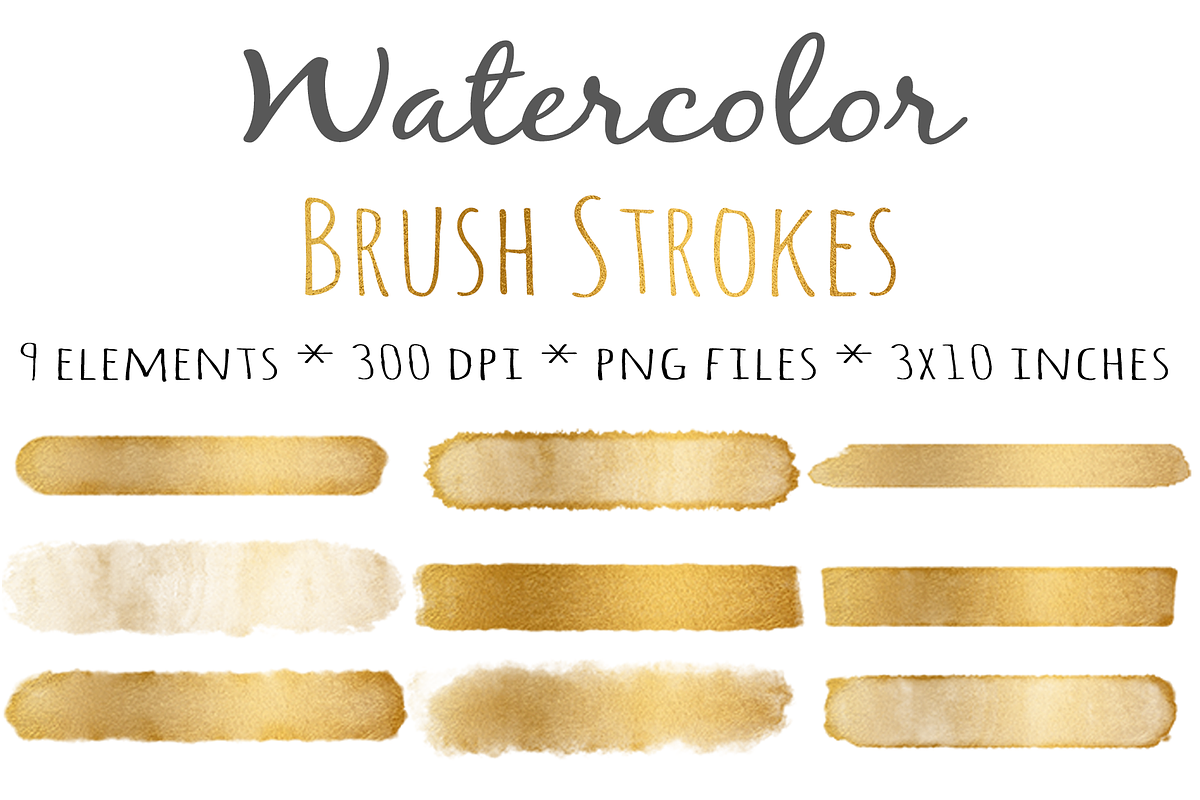 Gold Foil Watercolor Brush Strokes, an Object Graphic by Bumblebee (Photo 2 of 2)