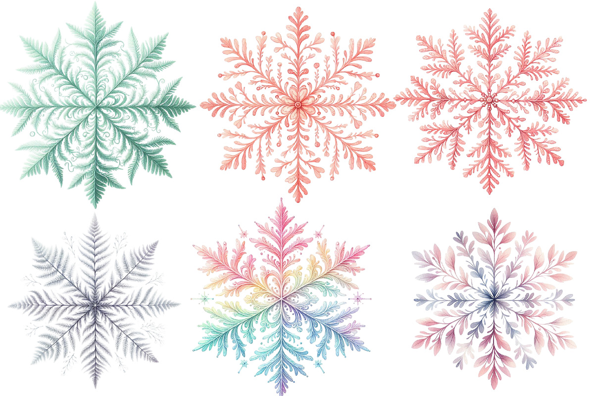Watercolor Pastel Snowflakes, an Illustration by Designworld (Photo 2 of 5)