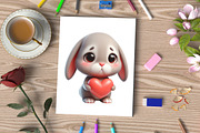 Watercolor Funny Grumpy Bunny PNG, an Illustration by CraftArtStudio (Thumbnail 3 of 5)