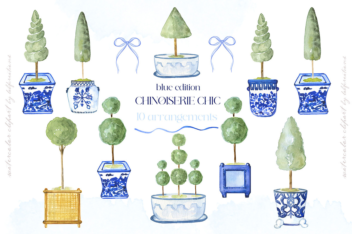 Chinoiserie Blue Watercolor, a Decorative Illustration by LABFcreations (Photo 4 of 10)