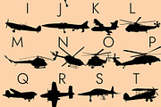Aircrafts Silhouettes Dingbats Font, a Symbol Font by Minimalartstudio (Thumbnail 2 of 8)