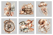 Watercolor Sea Set Clipart, an Illustration by Black Bird Studio (Thumbnail 3 of 5)