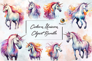 Cartoon Unicorn Clipart 15 PNG