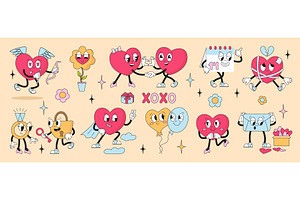 Valentines day groovy characters, an Illustration by Valerie Bodnar