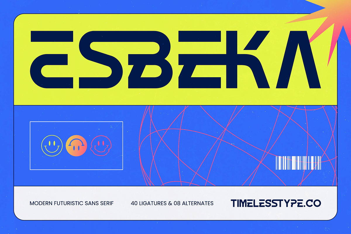 Esbeka Modern Futuristic Sans Serif, a Sans Serif Font by timelesstype.co (Photo 1 of 10)