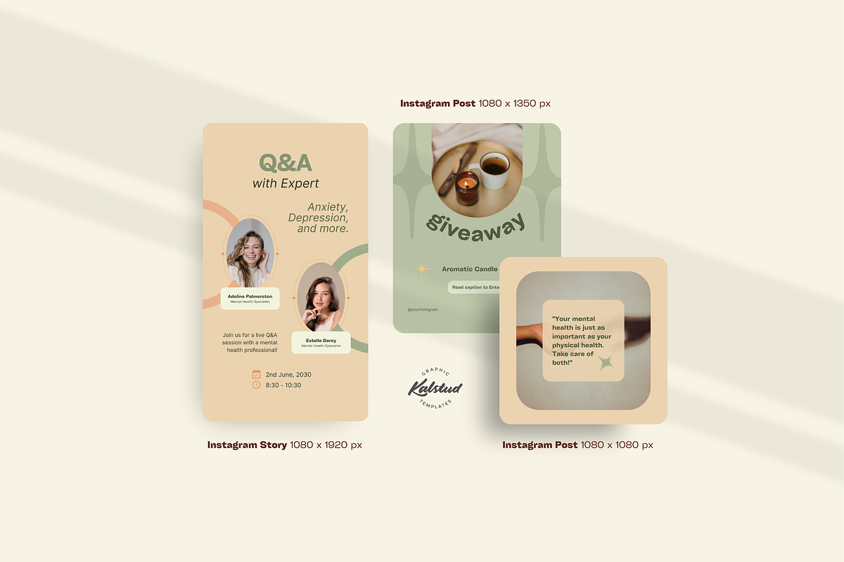 Self-Care Instagram Templates Canva, a Social Media Template by Kalstud (Photo 3 of 8)