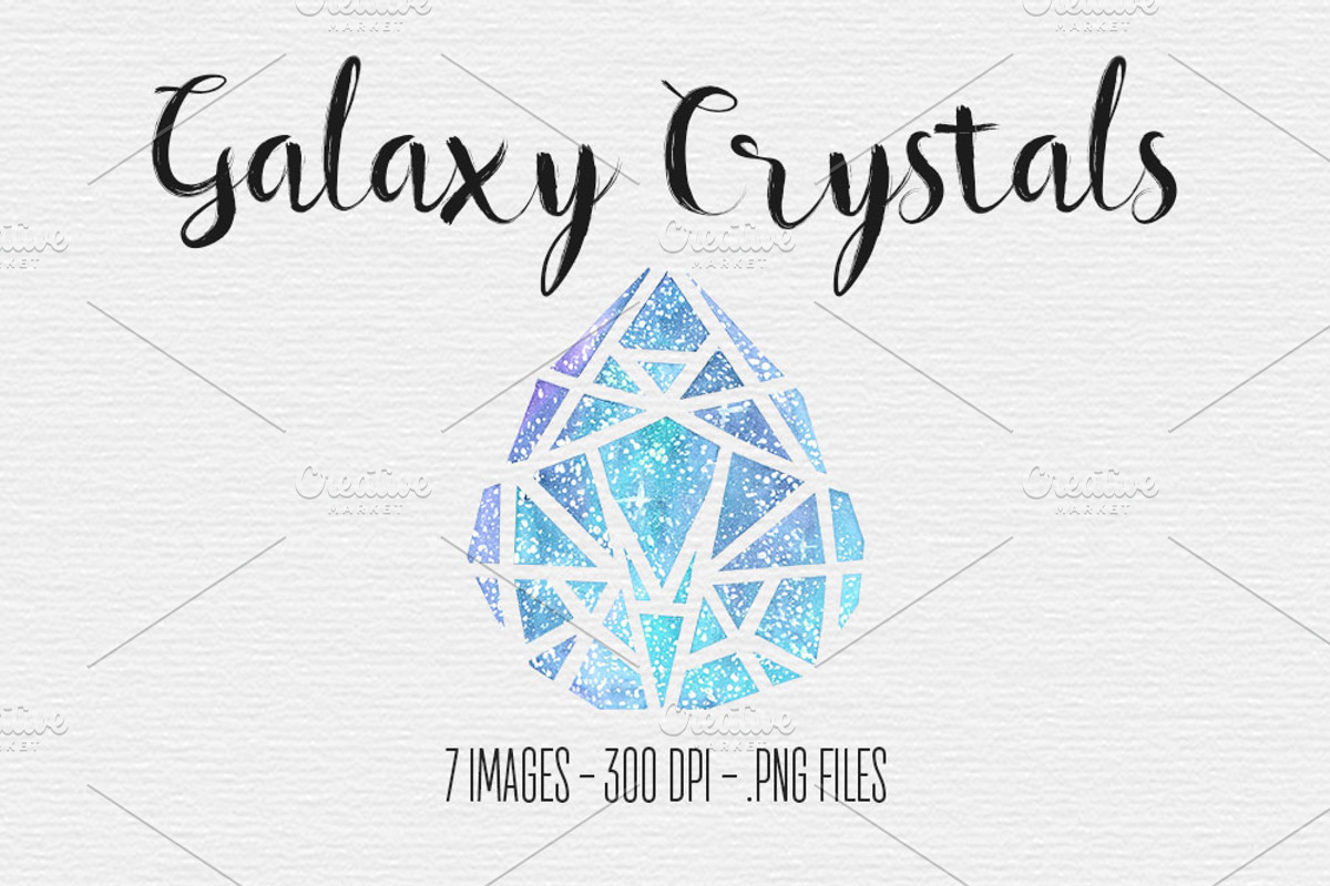 Watercolor Galaxy Crystal Clipart, an Illustration by TigerlilyDesignCo (Photo 1 of 2)